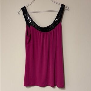 Eyeshadow Black and Pink Sequin Tank Top